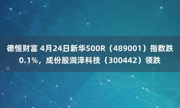 德恒财富 4月24日新华500R（489001）指数跌0.1%，成份股润泽科技（300442）领跌